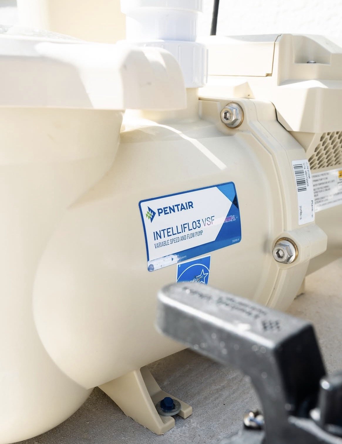 Pentair IntelliFlo3 VSF variable speed and flow pool pump installed on an equipment pad